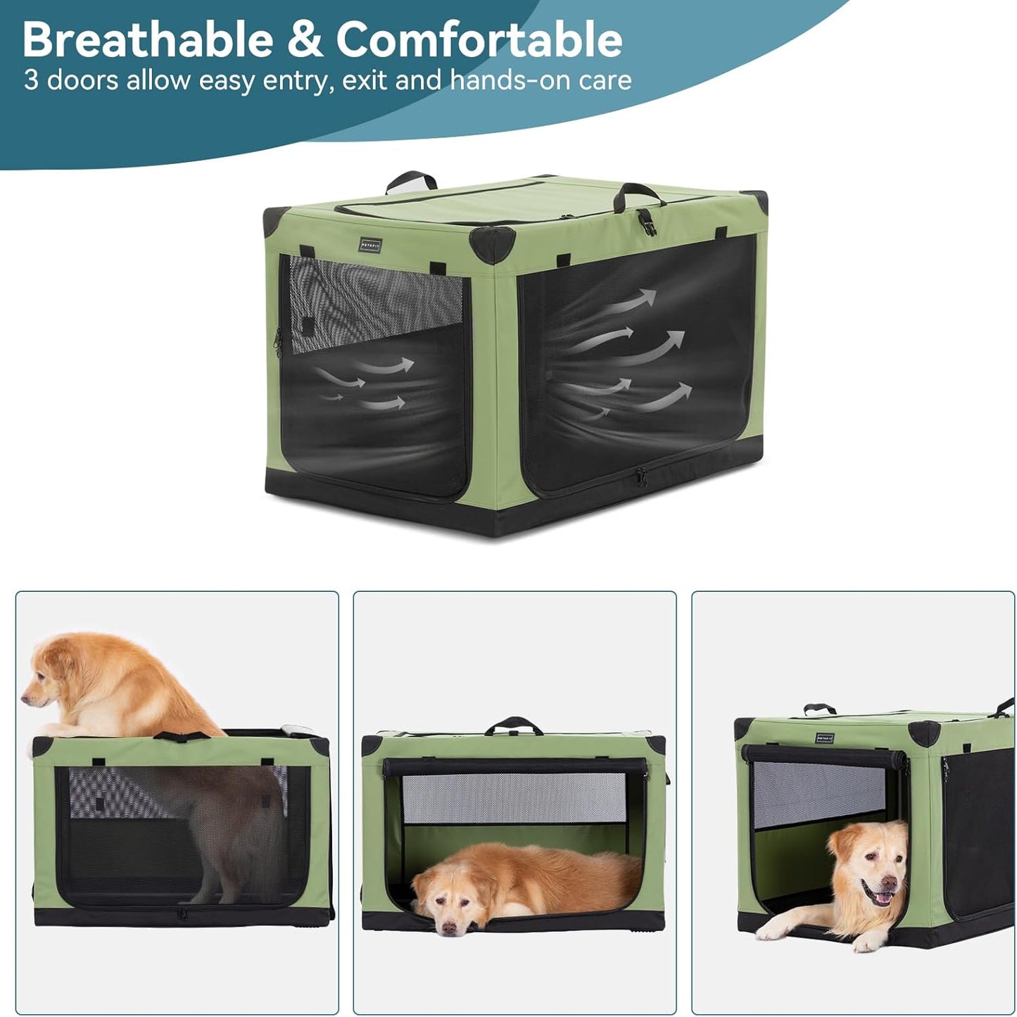 Portable Soft Collapsible Dog Crate for Indoor and Outdoor Soft-Sided Crate